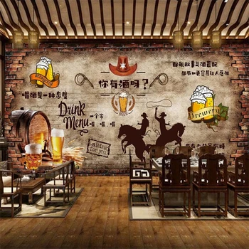 Обои Wellyu на заказ, 3d кирпичная стена в стиле ретро, у вас есть фон для винного бара, ресторана, гостиной, кафе, роспись