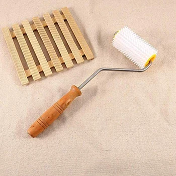Оборудование для пчеловодства с пластиковым игольчатым роликом для снятия крышки, инструмент для извлечения медовых гребней с деревянной ручкой