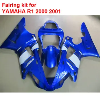 Обтекатели для кузова с компрессионным формованием Yamaha YZF R1 00 01 сине-белый металлик комплект мотоциклетных обтекателей YZFR1 2000 2001 BA29