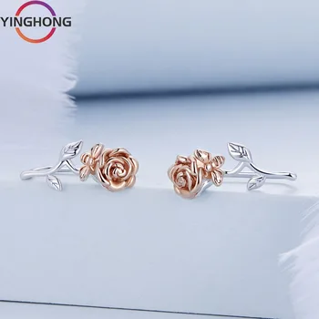 Оригинальные серьги Quexiang из стерлингового серебра 925 пробы с розами для женщин Y2K Jewelry Charm Fashion Сделай сам Роскошный изысканный подарок