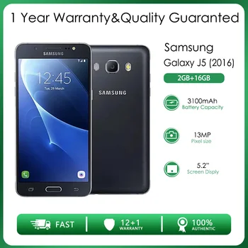 Оригинальный Разблокированный Samsung Galaxy J5 (2016) J510F 4G Четырехъядерный 2 ГБ ОЗУ 16 ГБ ПЗУ 13 МП 5,2 