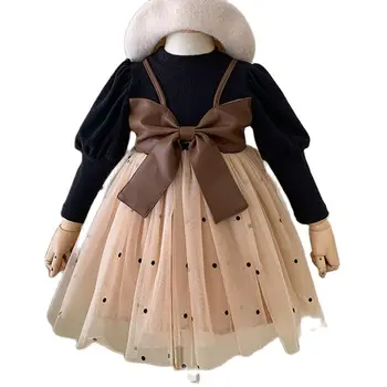 Осеннее платье принцессы с длинными рукавами Sodawn, сетчатое платье для вечеринки по случаю дня рождения, одежда для девочек, детская одежда на 3-7 лет