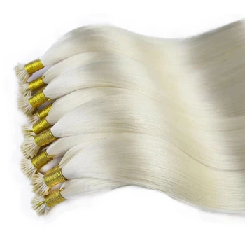 Пепельный блондин Прямые натуральные европейские волосы ручной работы для наращивания на кончиках пальцев Микрошарики кератиновое наращивание человеческих волос для женщин
