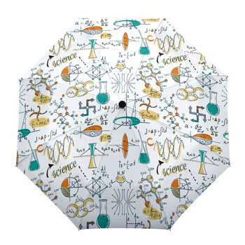 Периодическая таблица элементов, цветной Неавтоматический зонт от дождя, Складной зонт от солнца для женщин, 3-х кратный зонт
