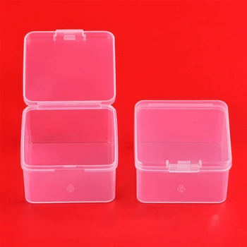 Пластиковая коробка размером 2.56x2.56x1.5 дюйма, Прозрачные контейнеры для хранения, Коробка с квадратными контейнерами для хранения, коробка с откидной крышкой для мелких предметов
