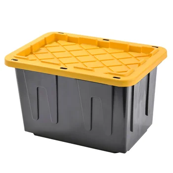 Пластиковая сумка для хранения с желтой защелкивающейся крышкой, 23 галлона, Сверхпрочные контейнеры для хранения, Штабелируемые ящики для хранения, Вкладываемые сумки-органайзеры