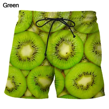 Пляжные шорты Мужские забавные 3D Короткие брюки Пляжные шорты с фруктовым принтом Рок Уличная одежда Шорты