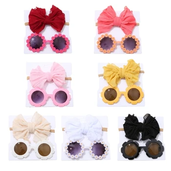 Повязка для волос с бабочкой для маленьких девочек, детские солнцезащитные очки для пляжной фотографии, головные уборы
