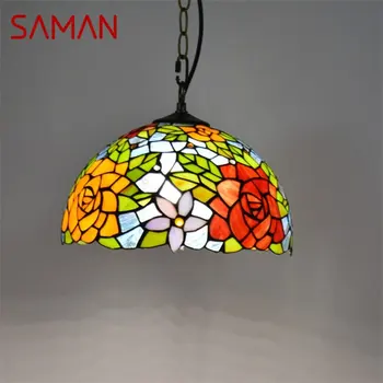 Подвесной светильник SAMAN Tiffany, современные светодиодные красочные светильники, декоративные для дома, гостиной, столовой