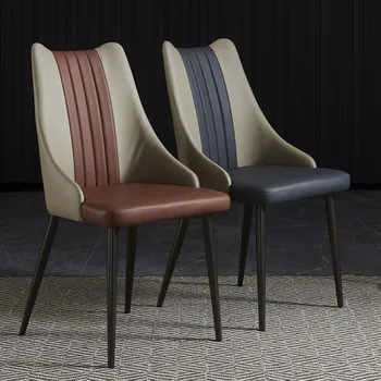 Поддержка рабочей спинки, Обеденные стулья, Эргономичный Офисный Кожаный Современный дизайнерский шезлонг Nordic Sillas Мебель для дома