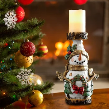 Подсвечник из смолы, Рождественский Санта-Клаус, подсвечник в виде снеговика, Новогодние подарки для друзей и семьи