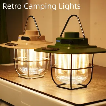 Портативный походный перезаряжаемый фонарь 9 Вт в стиле ретро, 4500 мАч, уличная керосиновая винтажная походная лампа, фонарь для палатки, для пеших прогулок, для скалолазания во дворе