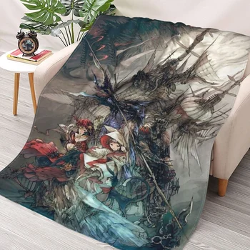 Постер Final Fantasy Xiv, одеяла, коллаж, фланелевое ультрамягкое теплое одеяло для пикника, покрывало на кровать