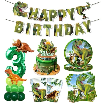 Посуда на тему динозавров из Мира Юрского периода, сафари в джунглях, чашки с динозаврами, тарелки, воздушный шар, Дикий Рев, декор для вечеринки в честь Дня рождения динозавров для мальчиков