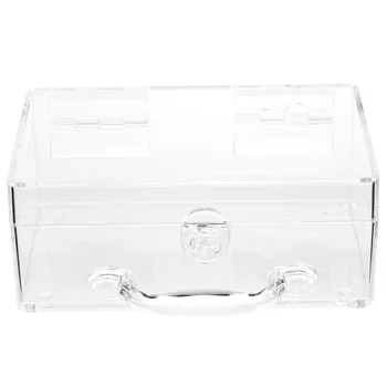 Прозрачный портативный ящик для хранения с замком и ручкой Прозрачная косметичка для переноски косметики