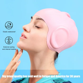 Профессиональная силиконовая шапочка для плавания для взрослых и детей, водонепроницаемая однотонная шапочка для плавания с защитой ушей для длинных волос