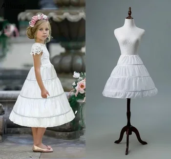 Пышное платье-пачка для маленькой девочки, белое детское короткое платье в цветочек для девочек, кринолин с 3 обручами, нижняя юбка для ребенка
