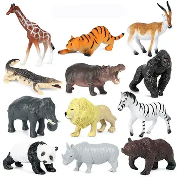 Развивающие игрушки, реалистичные Когнитивные способности детей, Панда, Тигр, Слон, фигурки дикой природы, модели диких животных, Лев, Медведь, Жираф