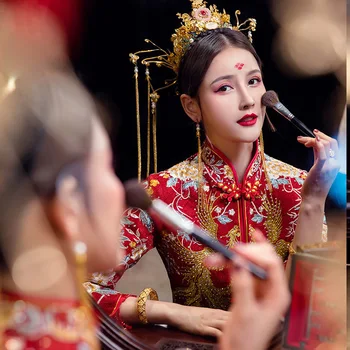 Размер 6XL 2023 Современное красное Ципао Чонсам Длинное традиционное китайское свадебное платье в восточном стиле, платья, Китайский магазин одежды