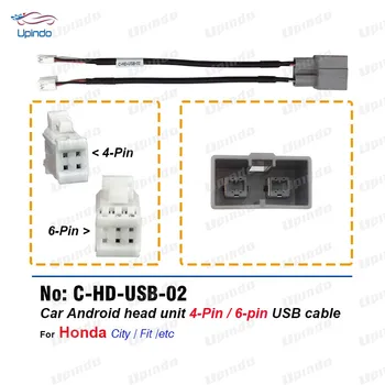 Разъем Автомобильного Радиоприемника 4 и 6-Контактный USB-Кабель Android Головного Устройства Жгут Проводов Разъем Адаптера для Honda City Fit