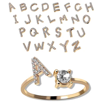 Регулируемые Открывающиеся кольца с буквами A-Z Для женщин, пары, алфавита, имени, алфавита, женских инициалов, кольца для мужчин, обручальных украшений на палец