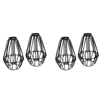 Регулируемый абажур в проволочной клетке, 4 комплекта металлической защиты лампы в Птичьей Клетке, Подвесной светильник, Подвесной держатель лампы