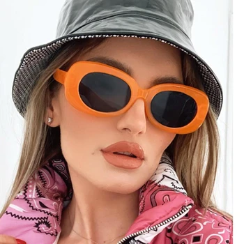 Ретро Овальные Оранжевые Женские Солнцезащитные очки, Брендовые Дизайнерские Пластиковые Солнцезащитные Очки в круглой маленькой оправе, женские Летние Очки для вождения в путешествиях