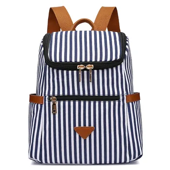 Рюкзак в холщовую полоску из ткани Оксфорд, модный студенческий школьный ранец, женские дизайнерские многофункциональные дорожные рюкзаки для девочек