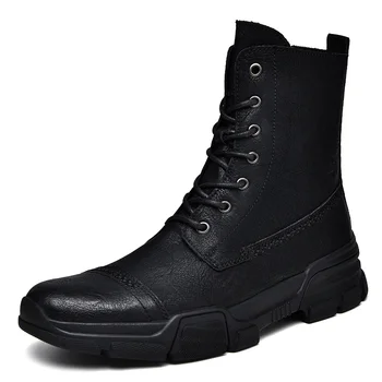 Самые продаваемые мужские кожаные ботинки, большие размеры 47, Мотоциклетные ботинки, мужские модные ковбойские ботинки, Мужская повседневная брендовая обувь хорошего качества