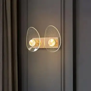 Светлый роскошный золотой современный акриловый настенный светильник creative shell для гостиной, спальни, коридора, декоративного освещения лестницы