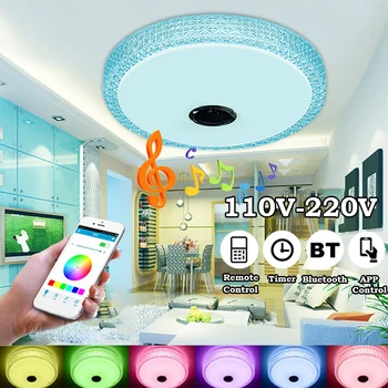 Светодиодный потолочный светильник мощностью 36/60 Вт, умная музыка, RGB, разноцветная люстра Starlight, лампы для гостиной, спальни, приложение для дистанционного управления