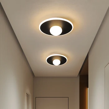 Светодиодный светильник для прохода в скандинавском минималистичном стиле Потолочные светильники для дома в помещении Черный Белый Круглый коридор Балкон Фойе потолочный светильник