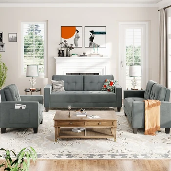Секционный диван современный стиль мягкая мебель кресла кресла, двухместный диван и три дома или офиса (1+2+3-место), серый