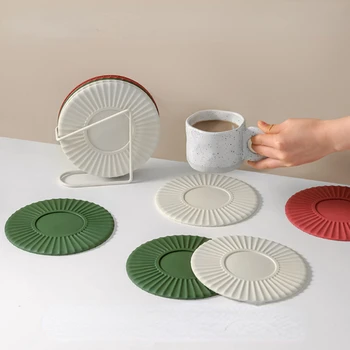 Силиконовый коврик Подставка для посуды Из пищевого материала, Нескользящий коврик для стола, Кухонные принадлежности, гаджеты, круглый коврик