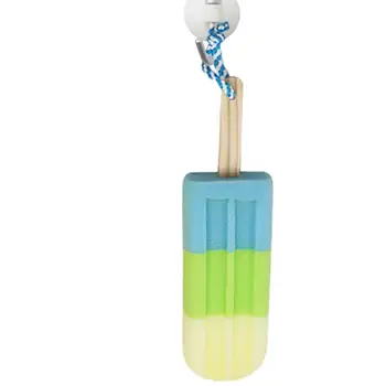 Симпатичная щетка для бутылочек, красочный скруббер в форме эскимо, мягкая деревянная ручка, инструмент для чистки со шнурком для кухонь, столовых