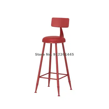 Скандинавский барный стул современный простой легкий роскошный высокий табурет с бытовой спинкой, цвет молочного чая, барный стул из магазина, барный стул-паук