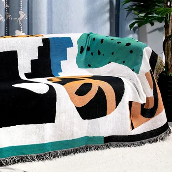 Скандинавское черно-белое покрывало для дивана, двусторонний водонепроницаемый коврик, многофункциональное походное одеяло для кровати, жаккардовое покрывало для кровати