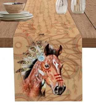 Скатерти из лошадиных индийских перьев, свадебный декор, Журнальный столик, Кухонные обеденные скатерти из хлопчатобумажного льна