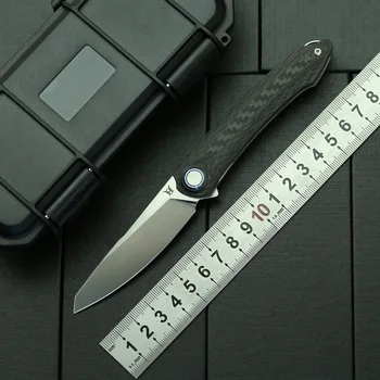 Складной нож BEKETEN Black Panther M390, Дамасское лезвие, Ручка из углеродного волокна, Уличные Инструменты, Карманные ножи для кемпинга, охоты, выживания.