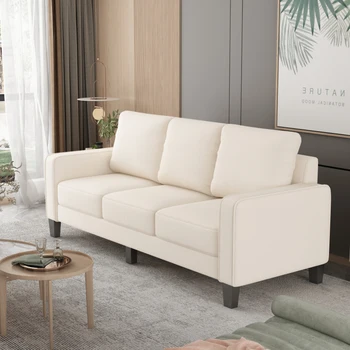 Современная мебель для гостиной Бежевый диван изготовлен из высококачественного массива дерева и металла, подходит для гостиной, спальни