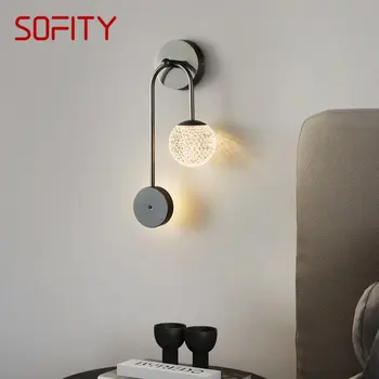 Современная черная медная светодиодная лампа SOFITY, 3 цвета, прекрасное креативное бра для домашнего декора спальни.