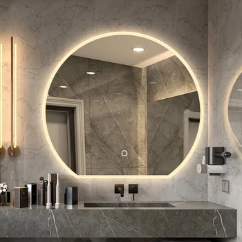 Современное зеркало для ванной Комнаты, Настенный светодиодный светильник, Туалетный столик, Нерегулярный Переключатель, Зеркальный дисплей, Регулируемое Стекло, Аксессуары Espelho De Banheiro