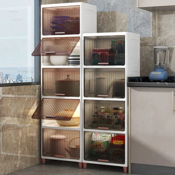 Современные Кухонные шкафы Напольный откидной шкаф для хранения закусок Мебель для домашней кухни Многослойная подставка для кастрюль Шкаф для спальни