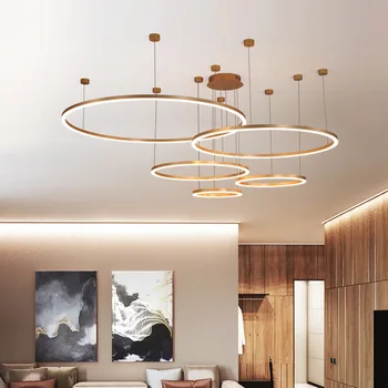 Современные светодиодные подвесные светильники Nordic Living Dining Room Dimmable Creative ring lustre подвесной светильник с круглыми кольцами освещение hanglamp
