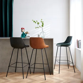 Современный минималистичный барный стул, домашний высокий барный стул, дизайнерский легкий роскошный стул для стойки регистрации, скандинавский пластиковый барный стул