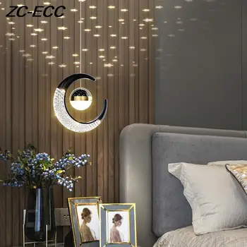 Современный светодиодный подвесной светильник в виде Луны, металлический подвесной светильник геометрической формы, внутреннее освещение для гостиной, спальни, декоративные светильники 220 В