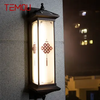 Солнечный настенный светильник TEMOU для творчества на открытом воздухе, бра с китайским узлом, светодиодный Водонепроницаемый IP65 для дома, виллы, балкона, внутреннего двора