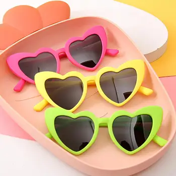 Солнцезащитные очки Kids Heart, Винтажные очки Love Heart-Shaped, Уличные детские мультяшные очки UV400 для верховой езды для мальчиков и девочек 3-9 лет
