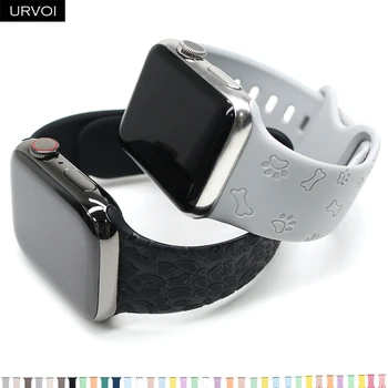 Спортивный ремешок URVOI для Apple Watch ultra Series 8 7 6 SE54321, силиконовый ремешок с тиснением для iWatch 41 45 мм, мягкая повязка на запястье для девочек
