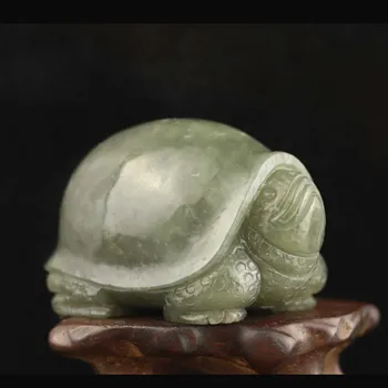 Старинный китайский натуральный Хотанский нефрит, статуэтка ручной работы, подвеска в виде дракона и черепахи z